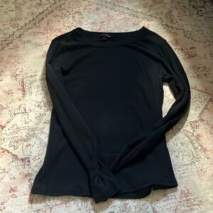 Black Slightly Ribbed Long Sleeve